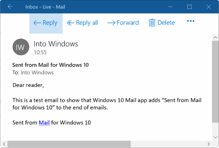 Comment supprimer le texte Envoye du courrier pour Windows 10