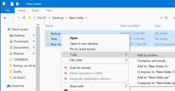 utilisez 7zip pour crypter des fichiers et des dossiers dans Windows 10 pic1