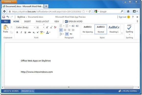 Connectez vous a Office Web Apps sur SkyDrive