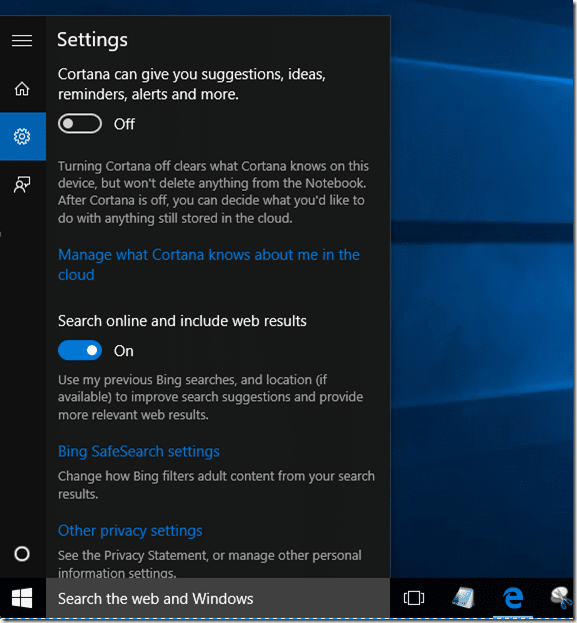 Correction de Cortana ne fonctionnant pas dans Windows 10 pic1