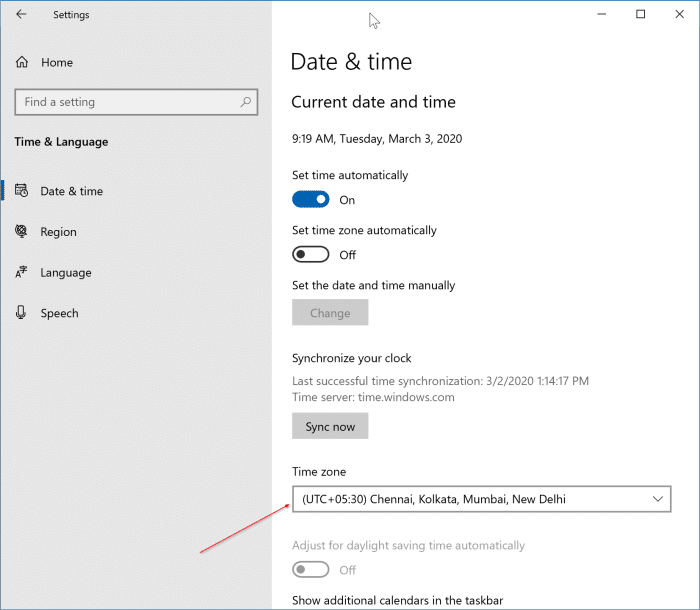 Date et heure incorrectes dans Windows 10