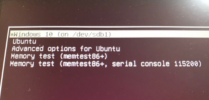 Définir Windows 10 comme système d'exploitation par défaut pour le double démarrage avec Ubuntu