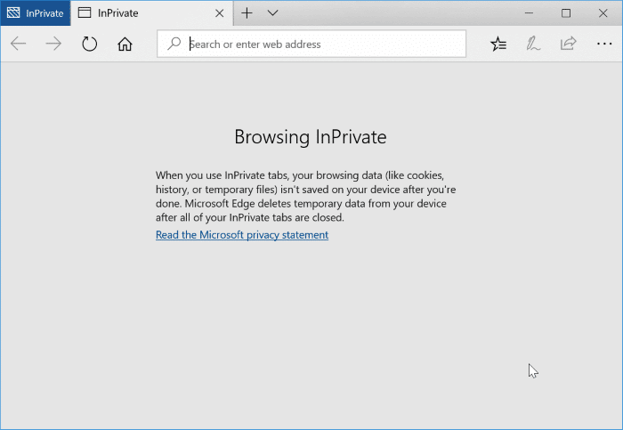 Disable inprivate browsing in Edge browser in Windows 10 pic1