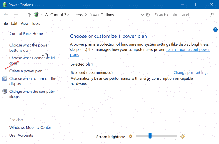 empêcher l'ordinateur portable de démarrer lors de l'ouverture du couvercle dans Windows 10 pic2
