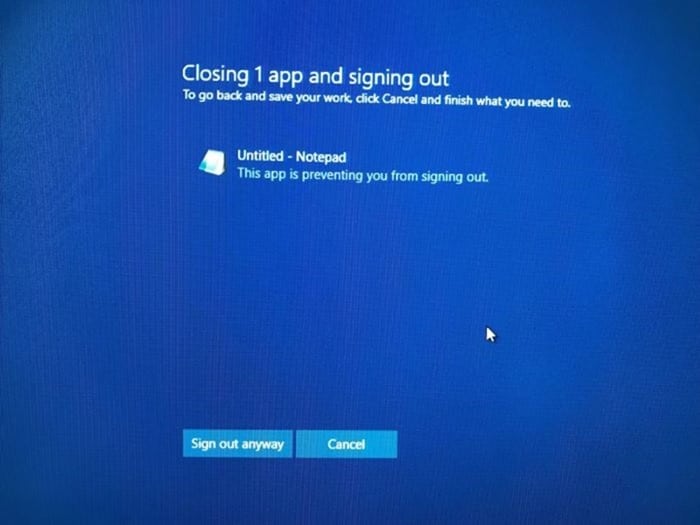 Fermer automatiquement les applications lors de l'arrêt redémarre Windows 10