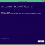 Impossible dinstaller Windows 10 0x8007002C 0x400D Erreur