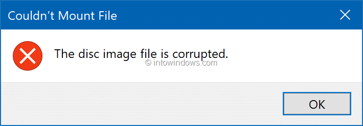 Le fichier dimage disque est corrompu Erreur dans Windows 10
