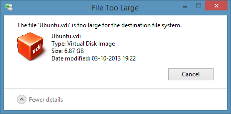 Le fichier est trop volumineux pour le systeme de fichiers