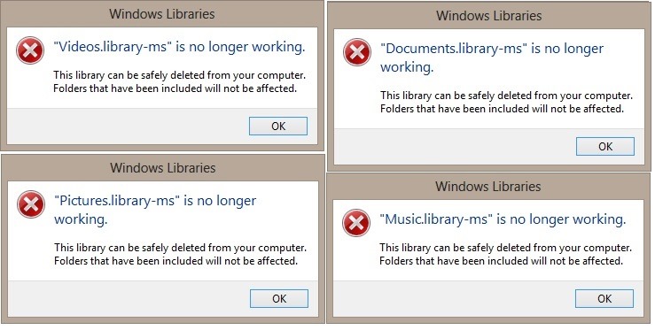 Library ms ne fonctionne plus sous Windows 78