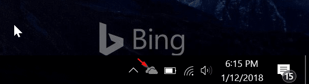 icône onedrive manquante dans la barre des tâches de Windows 10
