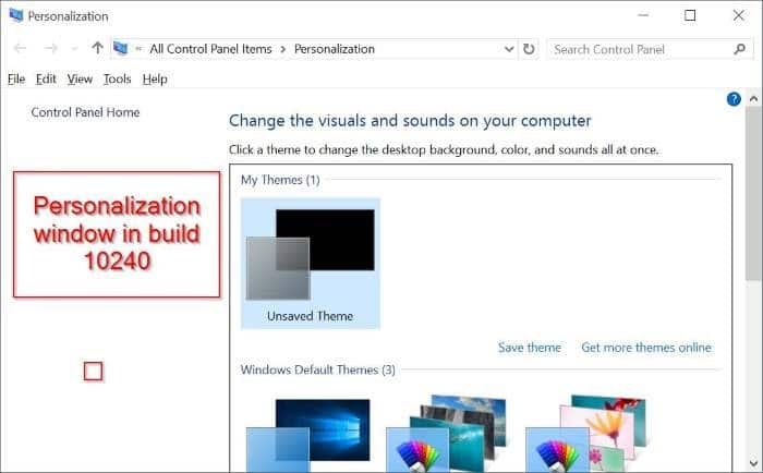 Microsoft restaure la fenetre de personnalisation classique dans Windows 10