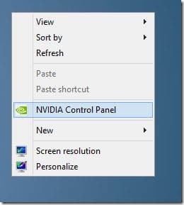 Panneau de configuration NVIDIA manquant dans le menu contextuel du