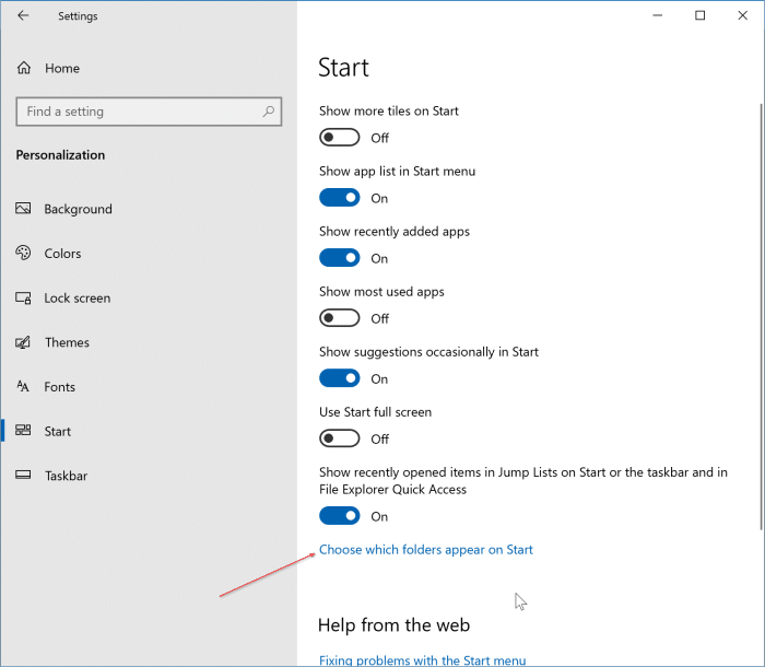 paramètres manquants dans le menu Démarrer de Windows 10 pic2