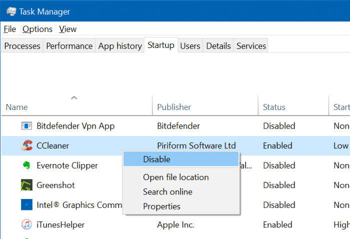 programmes qui démarrent automatiquement dans Windows 10 pic1