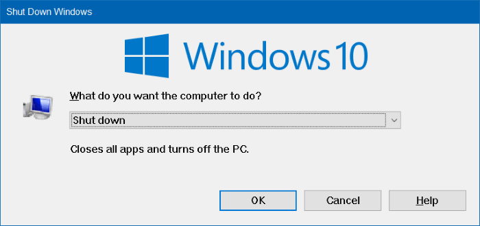 raccourcis clavier pour l'arrêt redémarrer Windows 10 step4