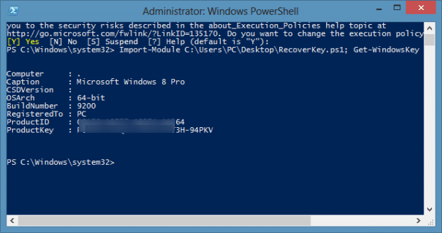 Récupérer la clé Windows Prodcut sans outils 1