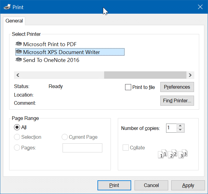 supprimer Microsoft XPS Document Writer de Windows 10 pic01