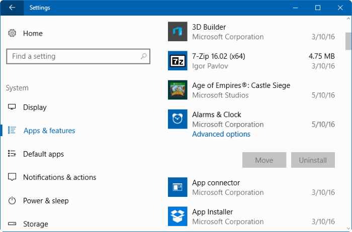 Supprimer les applications Windows 10 integrees sans PowerShell ou outils