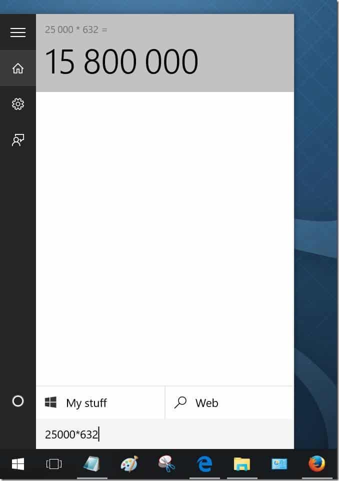 utiliser la recherche du menu Démarrer comme calculatrice dans Windows 10 pic1