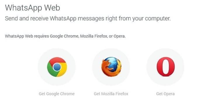 Web Whatsapp sur Firefox et Opera