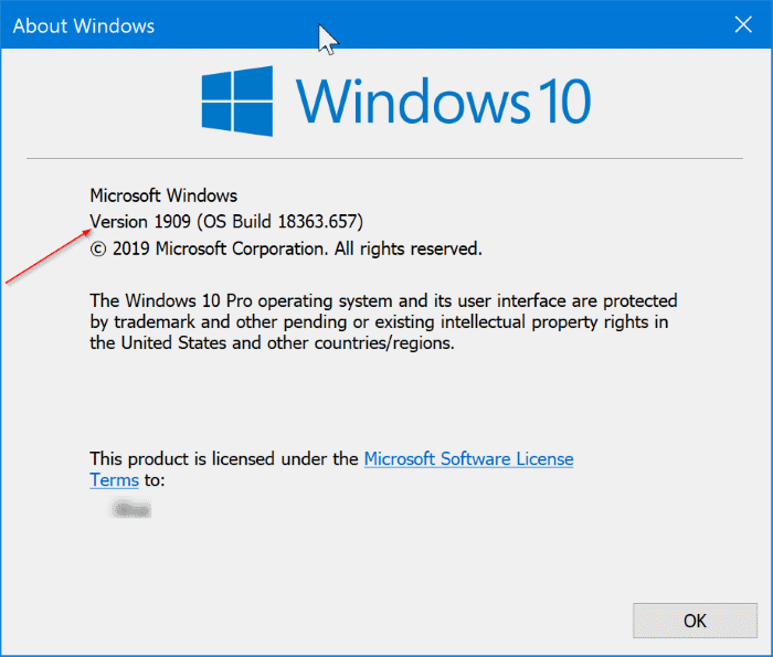 vérifier le numéro de version de windows 10 pic1