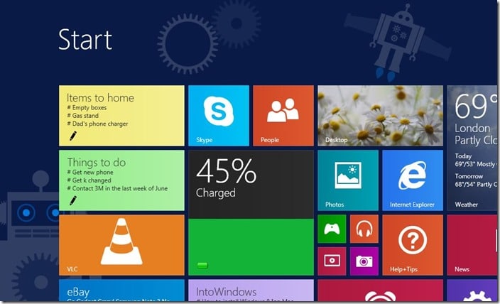 Niveau de batterie pour l'écran de démarrage de Windows 8.1