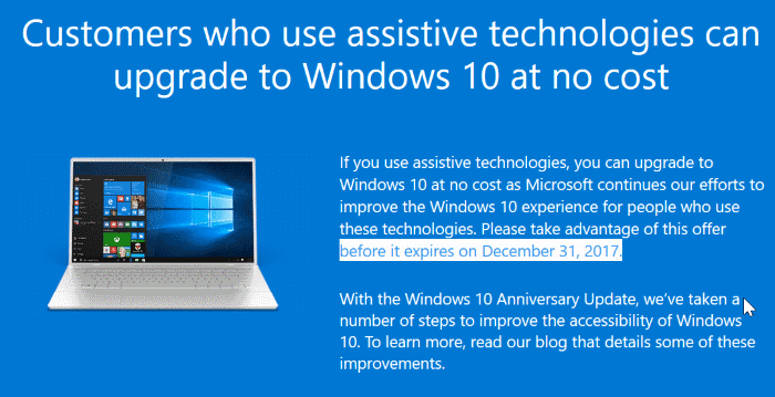 Windows 10 n'est plus gratuit depuis le 1er janvier 2018