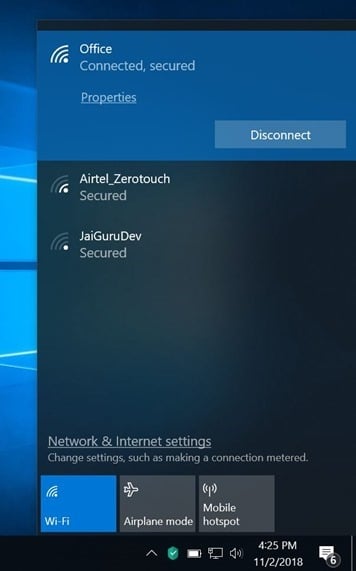 Windows 10 affiche l'icône Ethernet 1