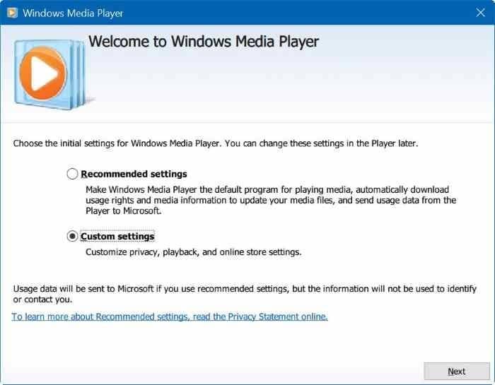 Windows Media Player pour Windows 10