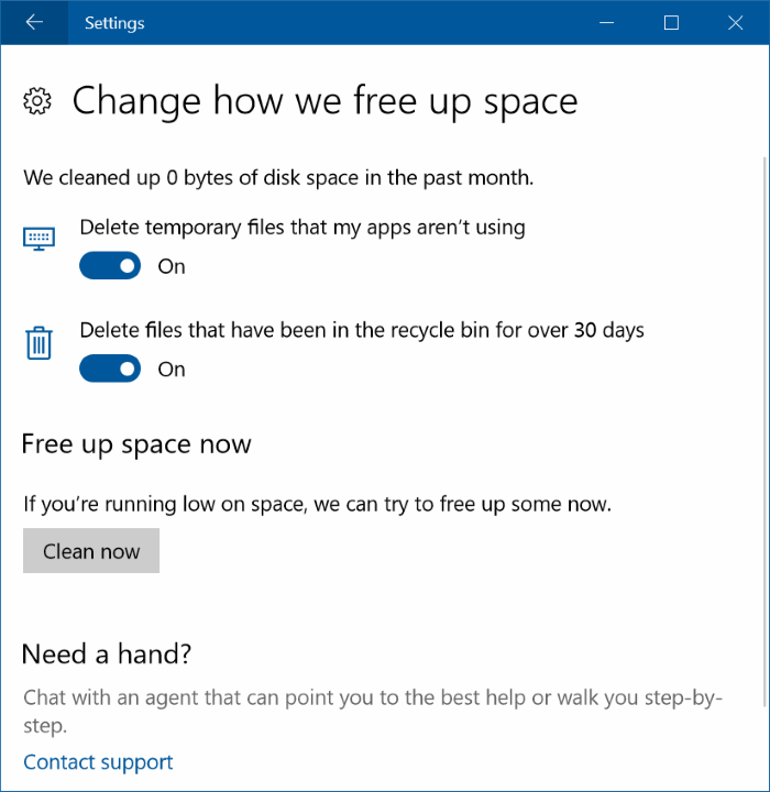 automatically free up disk space in Windows 10 pic3