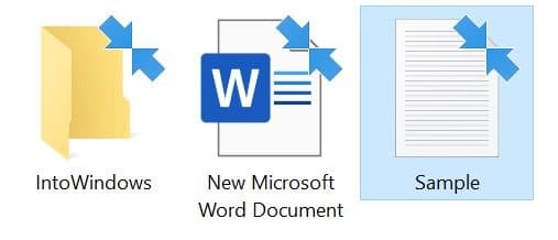 blue arrows on files and folders in Windows 10
