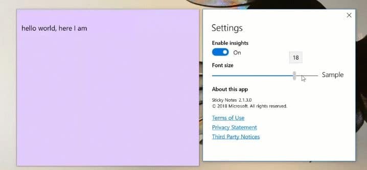 change font size in sticky notes in Windows 10 1
