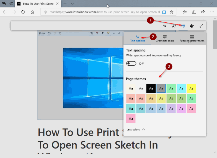 Comment changer la couleur d’arrière-plan de la vue de lecture dans Edge sous Windows 10