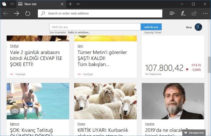 customize new tab page in Edge