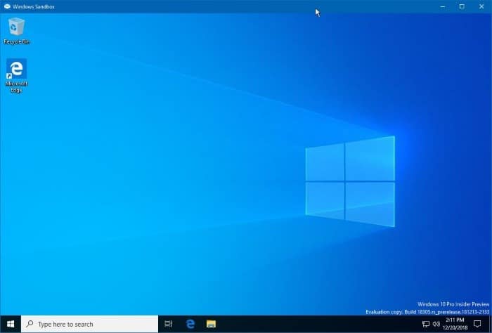 how to use Windows sandbox in windows 10 pic1