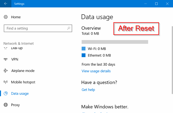 reset network data usage in Windows 10 pic02 1