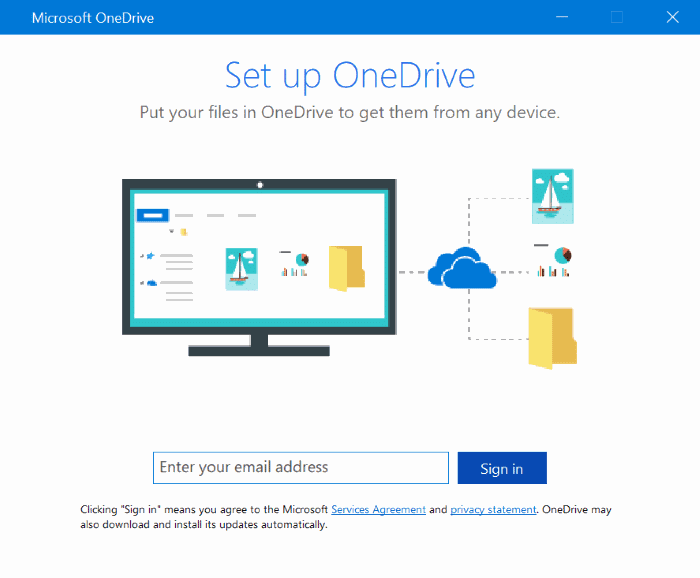 set up onedrive pop up in Windows 10