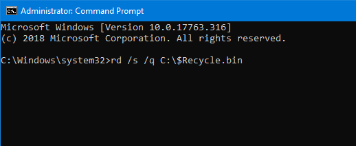 the recycle bin is corrupted in Windows 10 pic1