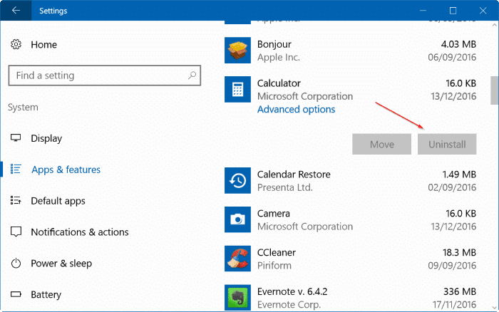 uninstall option grayed out in Windows 10 settings